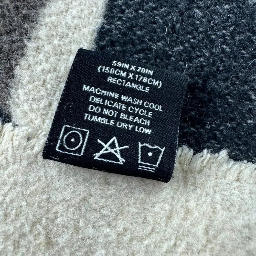 Sackcloth & Ashes Throw Blanket 59x70 Wool Blend Made Italy Striped Fringe
